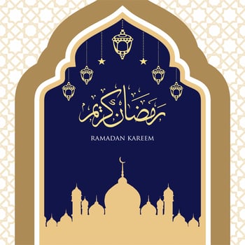 Ramadan kareem arabic islamic elegant white and golden luxury ornament background with arabic pattern and decorative ornament arch frame vector