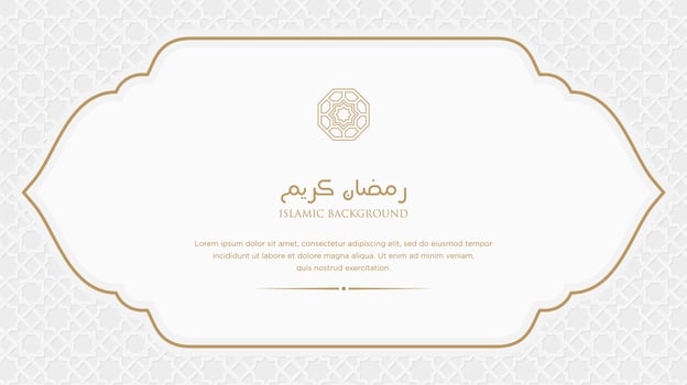 Ramadan kareem arabic islamic elegant white and golden luxury ornament background with arabic pattern and decorative ornament arch frame vector