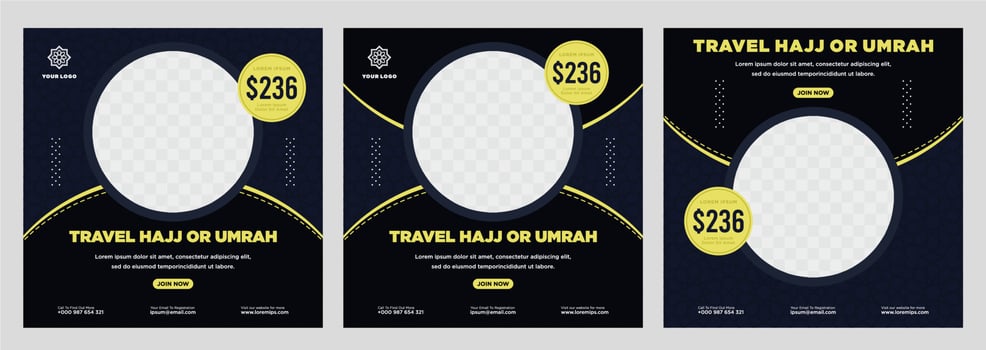 hajj and umrah promotion social media post template vector
