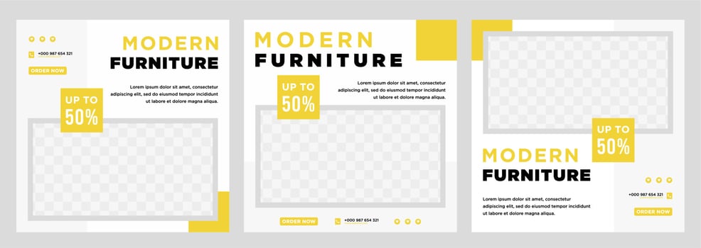 Furniture sale banner Social media post template vector