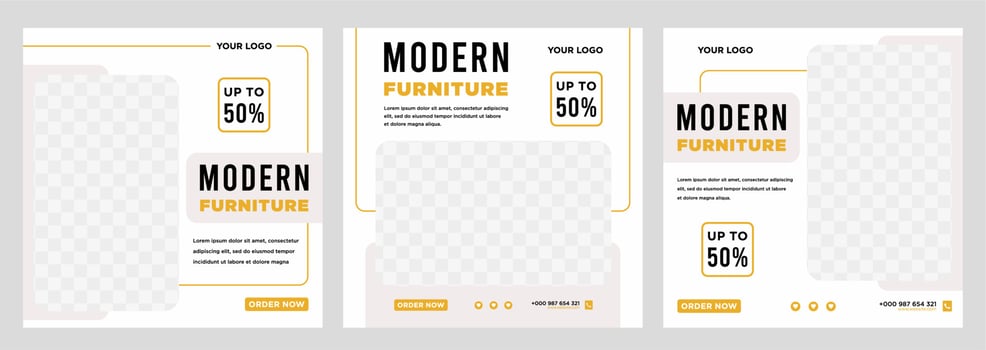 Furniture sale banner Social media post template vector