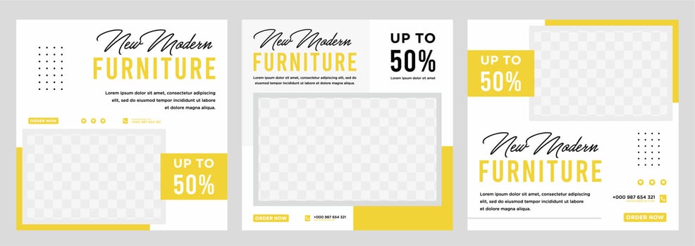 Furniture sale banner Social media post template vector
