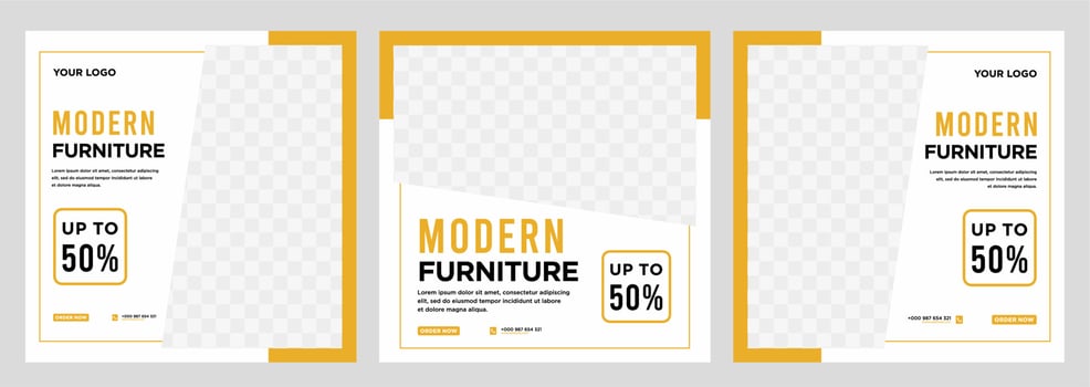 Furniture sale banner Social media post template vector