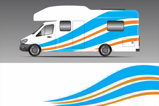 white background design for camping car livery wrap and more vector