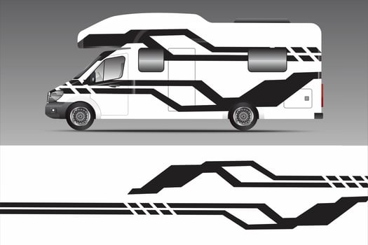 white background design for camping car livery wrap and more vector