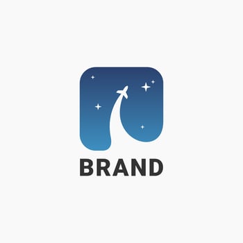 night plane travel star logo vector