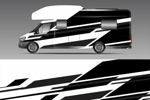 white background design for camping car livery wrap and more vector