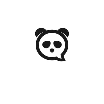 panda chat bubble logo vector