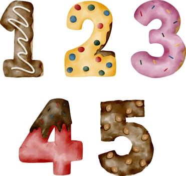 watercolor number collection set clip art illustration vector