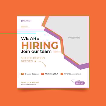 Recruitment poster template for social media post vector