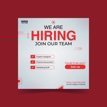 Recruitment poster template for social media post vector