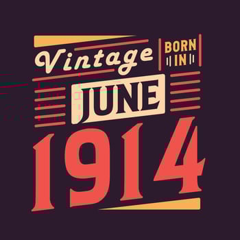 Vintage born in June 1914. Born in June 1914 Retro Vintage Birthday vector