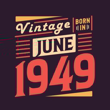 Vintage born in June 1949. Born in June 1949 Retro Vintage Birthday vector