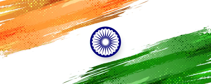 India Flag Background with Brush Style and Halftone Effect. Indian Tricolor National Flag Illustration with Grunge Concept vector