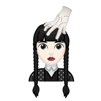 Woman with black hair and hand on head. Wednesday concept. Large size of pale emoji face vector