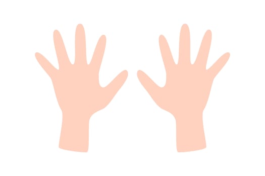 Kids hands. Palm hand. Template.Vector illustration. Isolated on white background. vector