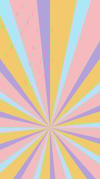 Groovy retro burst sun rays background. Vintage colorful abstract geometric pattern. Vector summer hippie carnival illustration for poster, flyer, greeting card, banner.