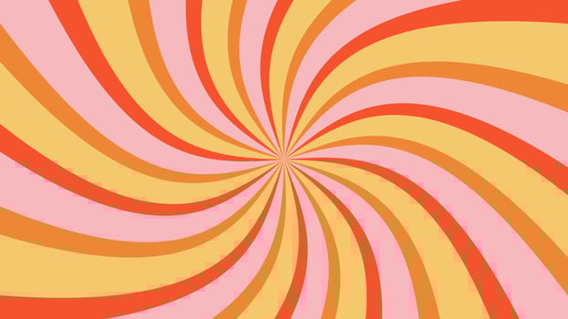 Groovy retro burst sun rays background. Vintage colorful abstract geometric pattern. Vector summer hippie carnival illustration for poster, flyer, greeting card, banner.