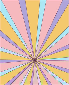 Groovy retro burst sun rays background. Vintage colorful abstract geometric pattern. Vector summer hippie carnival illustration for poster, flyer, greeting card, banner.