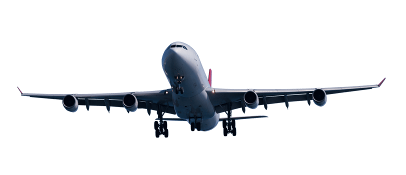 Turbojet airliner landing at the airport png