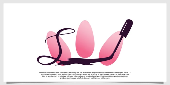 nail polish logo design with letter  concept vector