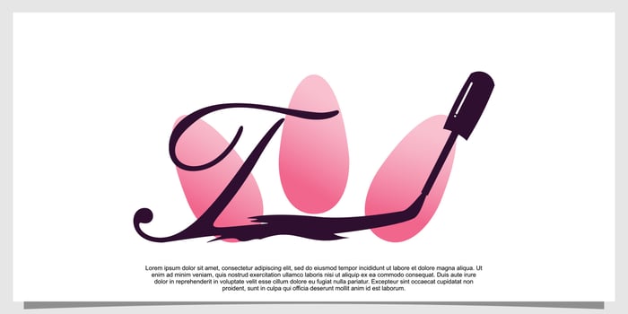 nail polish logo design with letter  concept vector