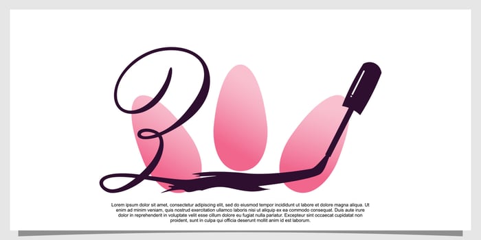 nail polish logo design with letter  concept vector