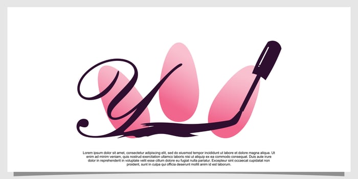 nail polish logo design with letter  concept vector