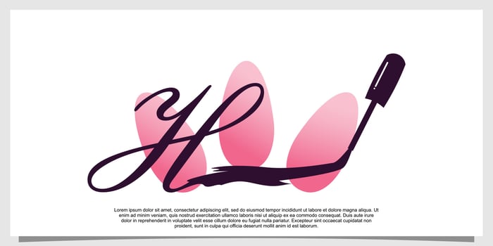 nail polish logo design with letter  concept vector
