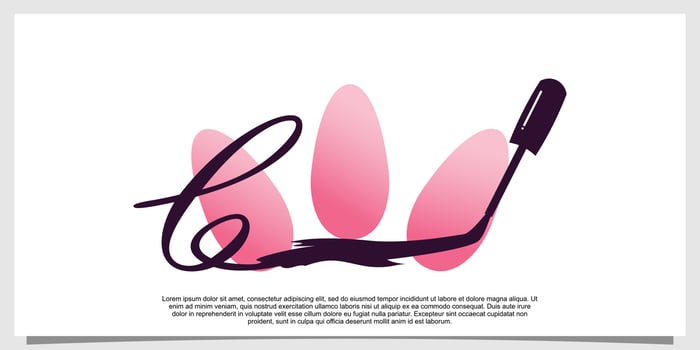 nail polish logo design with letter  concept vector