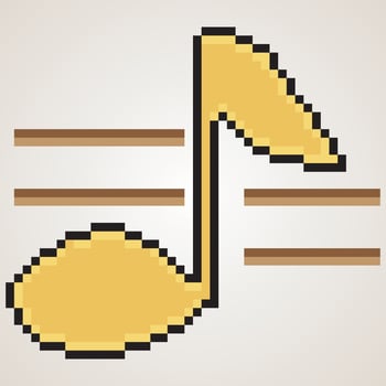 music note with pixel art. Vector illustration