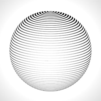 Abstract 3D Sphere with Stripes, lines. Vector illustration.