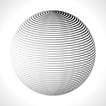 Abstract 3D Sphere with Stripes, lines. Vector illustration.