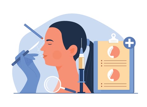 Woman Doing Rhinoplasty Surgery Concept Illustration vector