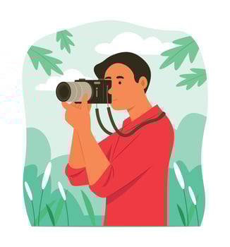 Photographer Man Taking Photo of the Nature vector