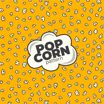 Pop corn pattern for packaging snacks. doodle popcorn. Popcorn fluffy flakes pattern. Popcorn Background pattern. vector