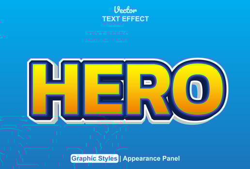 hero text effect with graphic style and editable. vector