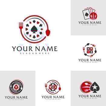 Set of Food Poker logo vector template, Creative Poker logo design concepts