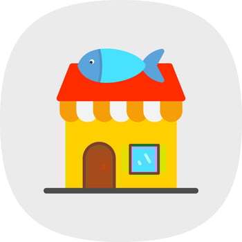 Fish Shop Vector Icon Design