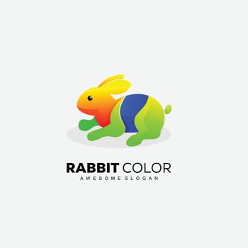 rabbit colorful design vector logo template