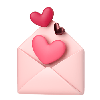 3d open mail with hearts icon. Concept of love mail , Valentines day new message, notification or envelope. 3d high quality render isolated png