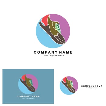 Sneakers Shoe Logo Design, vector illustration of trending youth footwear, simple funky concept