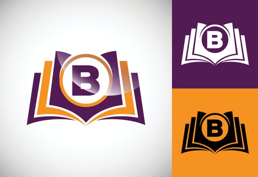Initial alphabet B with the book. Creative book vector logo design template, Education logo