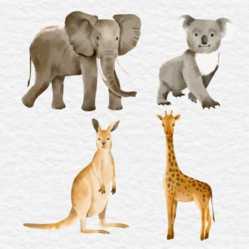 watercolor wild animal clip art element vector