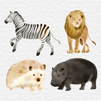watercolor wild animal clip art element safari vector