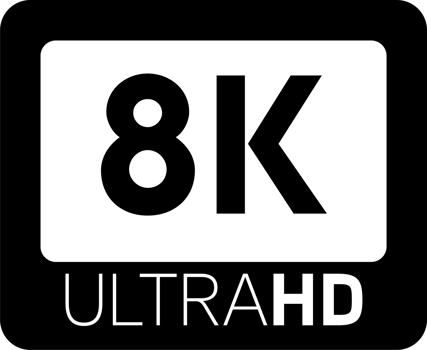 Video quality or resolution icons in 8k. Video screen technology. png