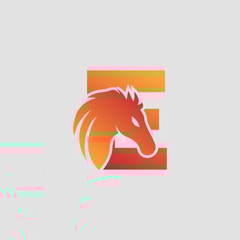 Initial letter E with horse vector logo design. Horse Letter E Illustration Template Icon emblem Isolated.
