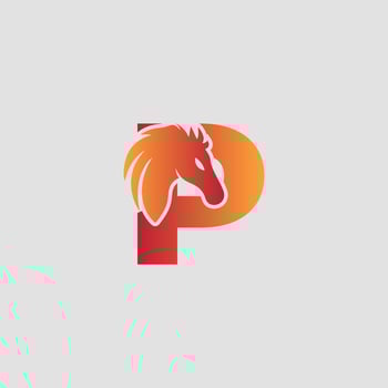 Initial letter P with horse vector logo design. Horse Letter P Illustration Template Icon emblem Isolated.