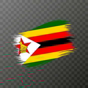 Zimbabwe national flag. Grunge brush stroke. vector