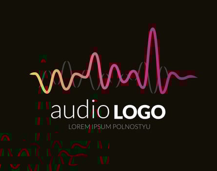 Logo template sound wave, studio, music, dj, audio system, store, market, party. Brand, branding, company, corporate, identity, logotype. Clean and modern style design vector